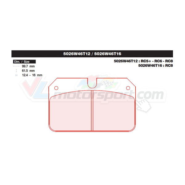 CL Brakes 5026W46T12 Jeu de plaquettes de frein
