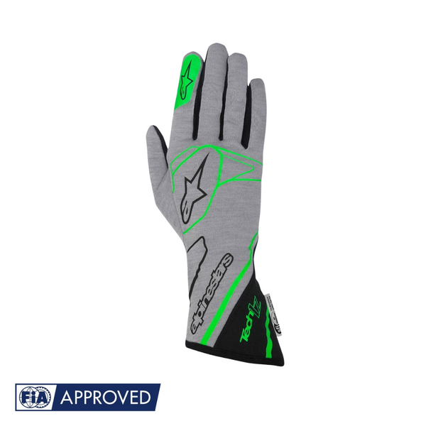 Guantes Alpinestars Racing Tech 1-Z Gris/Verde Fluorescente/Negro |  FIA 8856-2000