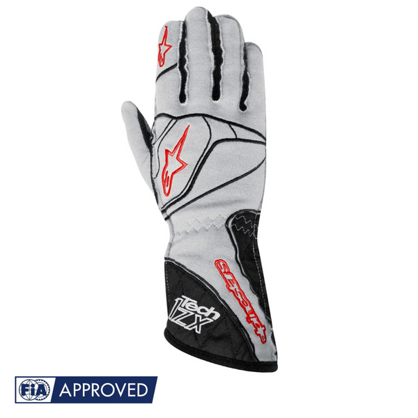 Guantes Alpinestars Racing Tech 1ZX Plata/Rojo 2015 |  FIA 8856-2000
