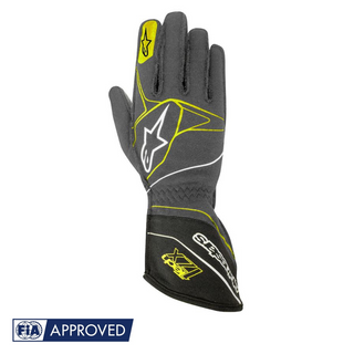 Guantes Alpinestars Racing Tech 1ZX Antracita/Negro/Amarillo Fluorescente |  FIA 8856-2000