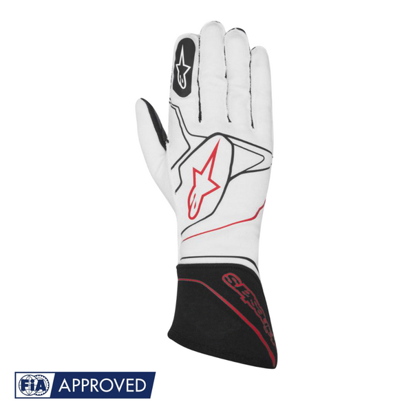 Guantes Alpinestars Racing Tech 1ZX Blanco/Negro/Rojo 2017 | FIA 8856-2000