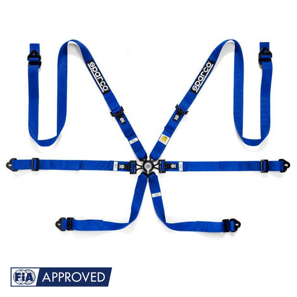 Cinturón Sparco 6 puntos Azul