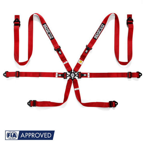 Cinturón Sparco 6 puntos Rojo