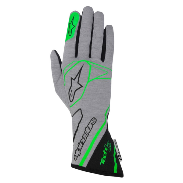 Guantes Alpinestars Racing Tech 1-Z Gris/Verde Fluorescente/Negro |  FIA 8856-2000