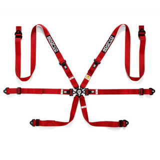 Cinturón Sparco 6 puntos Rojo