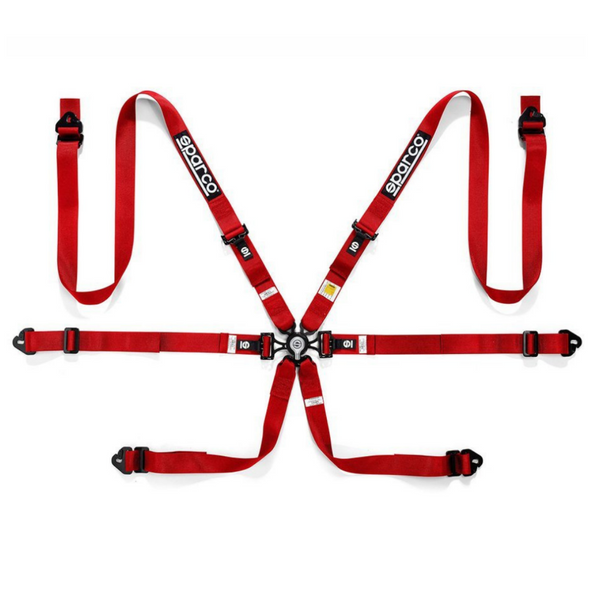 Cinturón Sparco 6 puntos Rojo