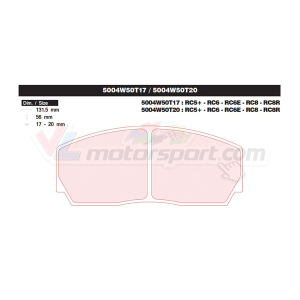 CL Brakes 5004W50T17 - T20 Juego de pastillas de freno