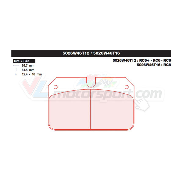 CL Brakes 5026W46T12 - T16 Juego de pastillas de freno